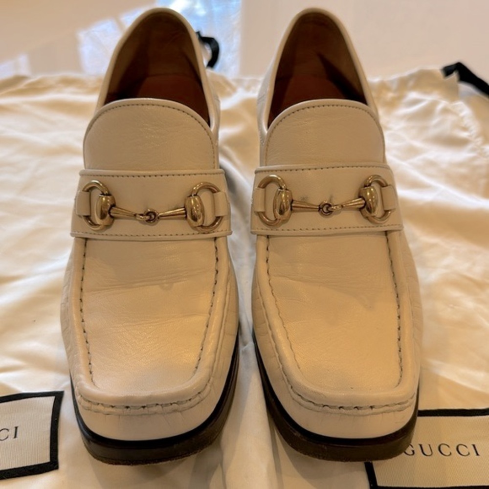 Gucci Vegas Block Heel Loafers White - Picture 3 of 9